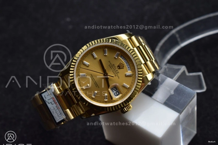 904L QF Stick Best Dial 36 on Gold DayDate YG with (Gain Weight) President vr3255 V5 Diamond Edition Steel Bracelet 1125